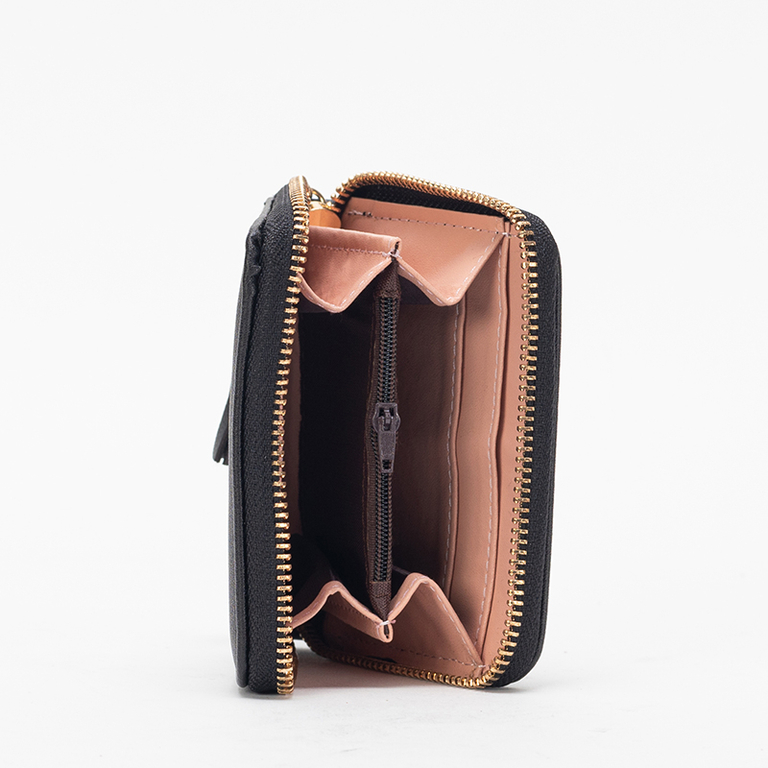 Fekete kis női pénztárca macival és kulcstartóval - Kiegészítők