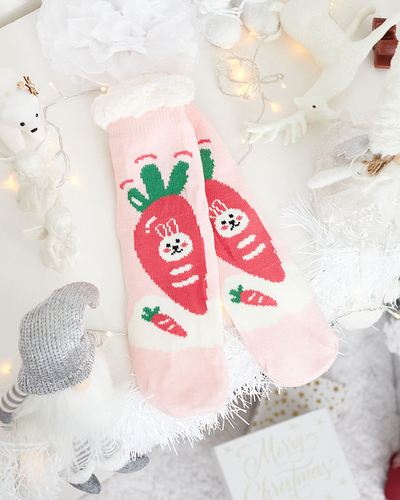 Piros női zokni karácsonyi mintával - Fehérnemű