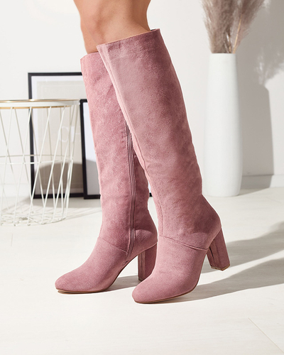 Rózsaszín női öko-szarvasbőr tűsarkú csizma Asdorra- Lábbeli