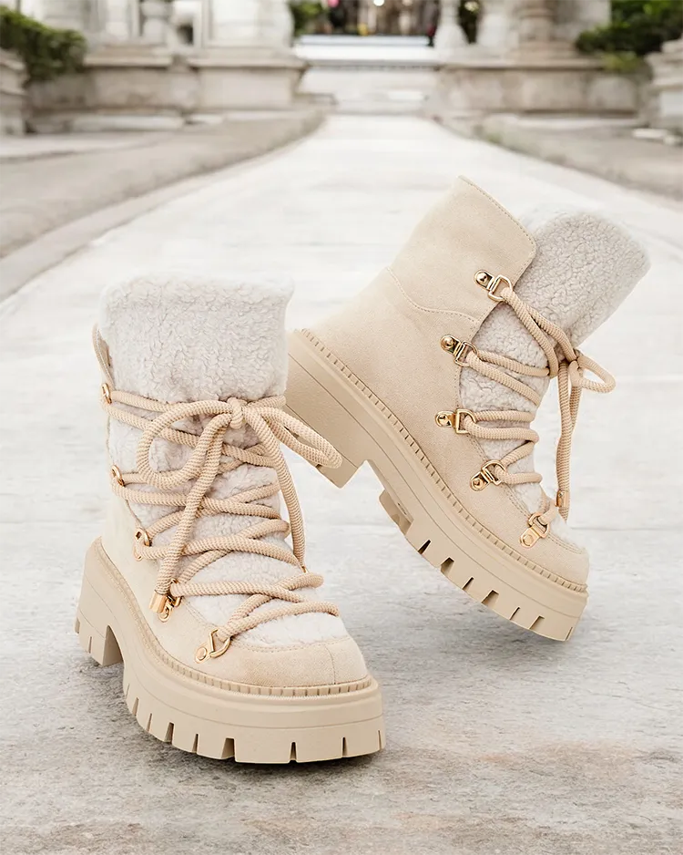 Royalfashion Lozin fűzős női hócsizma