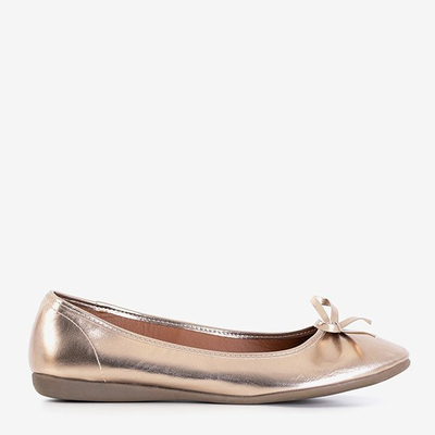 OUTLET Arany balerinák íjjal Olina - Cipő
