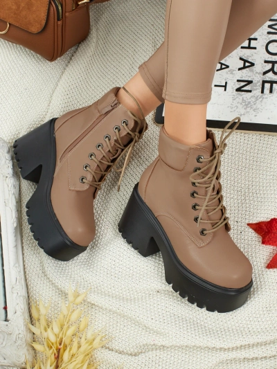 Tavlissa női öko velúr bokacsizma vastag sarokkal és platformmal