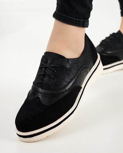 Fekete női cipő áttört Bilotsi felsőrésszel - Lábbeli