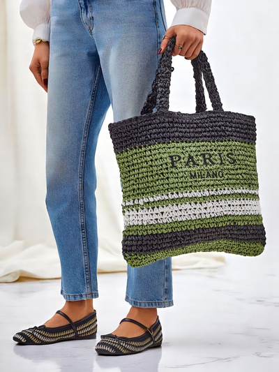 Royalfashion Nagy szalmatáska nőknek, Párizsi Csíkos