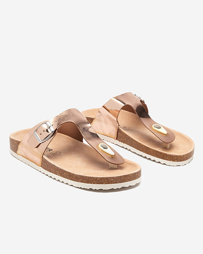 OUTLET Rózsaszín és arany női flip-flop Elotsi - Lábbeli