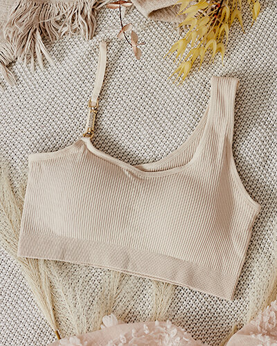 Royalfashion női bordás melltartó díszes pánttal