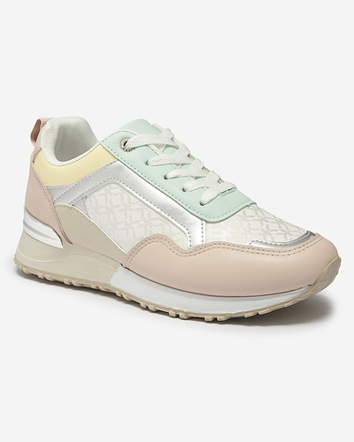 Női bézs és rózsaszín fűzős sportcipő Mnerio- Footwear