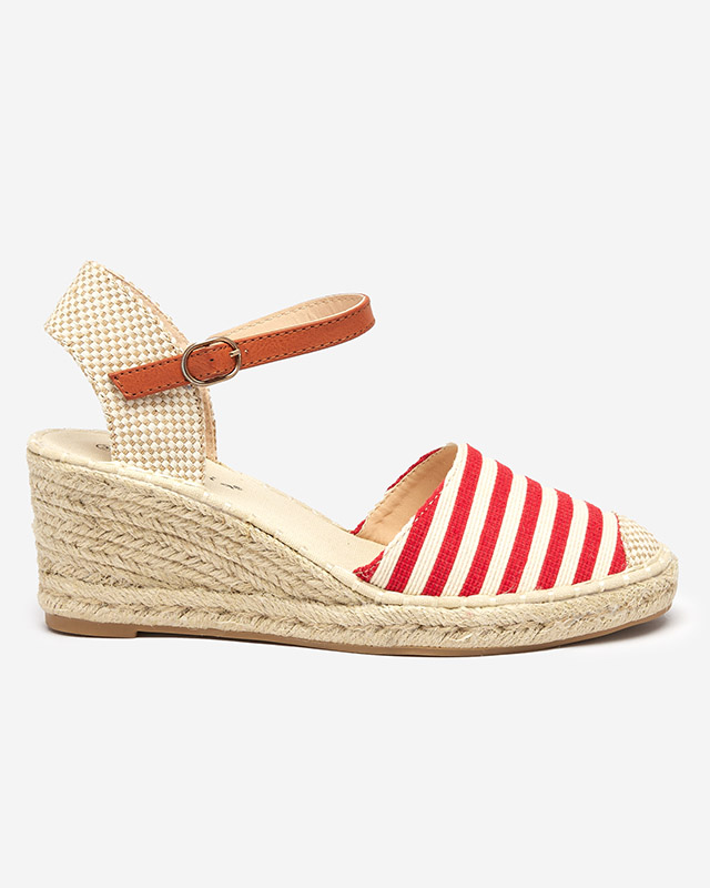 Piros női szandál a'la espadrilles csíkokkal Mecera - Cipők