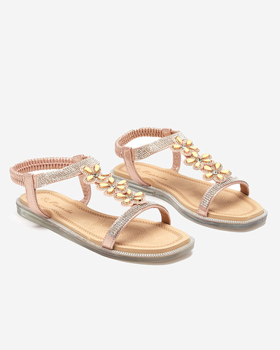 OUTLET Női virágos szandál rózsaszín arany színben Soritisa - Cipők