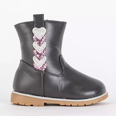 OUTLET Szürke lány csizma dekoratív felsőrésszel. Nokimi-Shoes