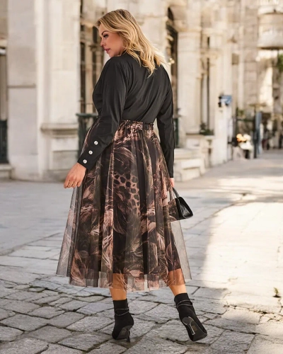 Royalfashion Női Két Rétegű Midi Szoknya
