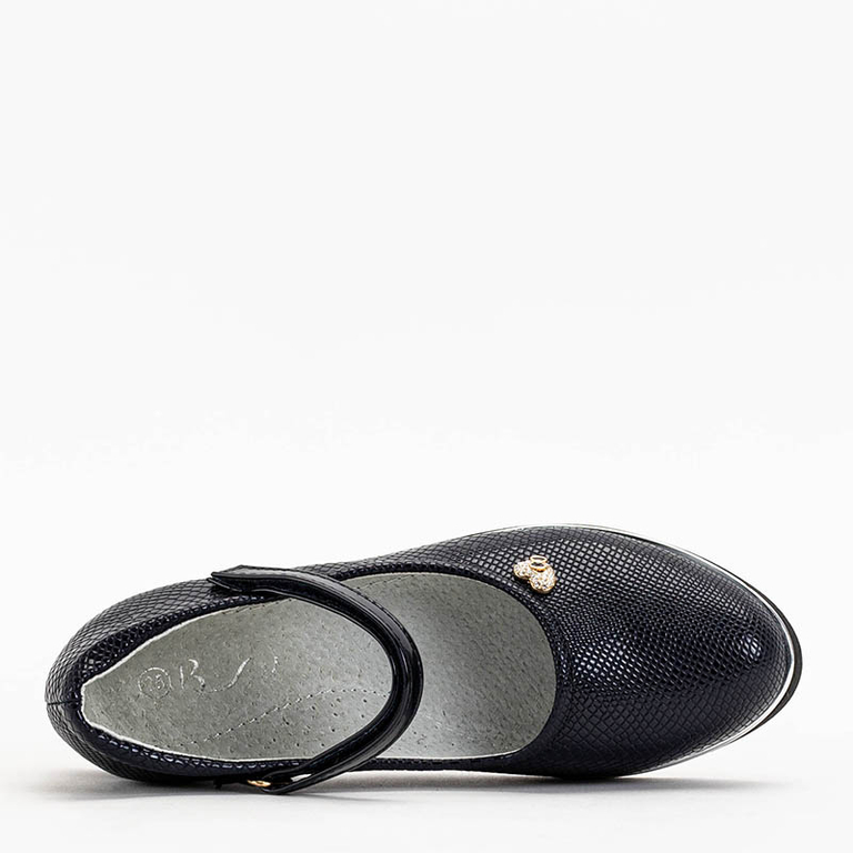 Sötétkék lány cipő Doubi övvel - Lábbeli