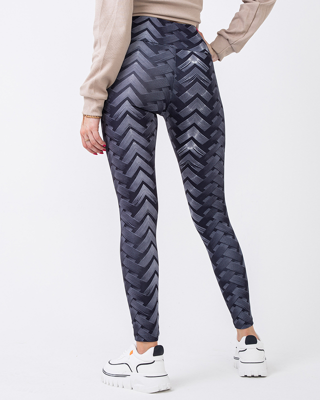 Mintás női fekete-fehér magas derekú leggings - Ruházat