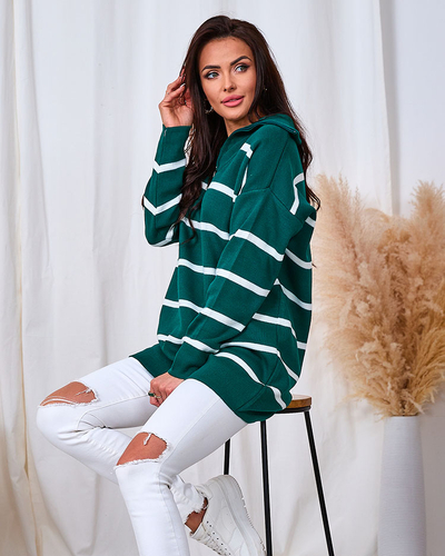 Royalfashion Női zöld pulóver kigombolt garbóval