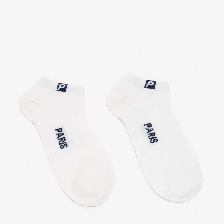 Férfi fehér pamut rövid zokni fekete felirattal - Fehérnemű