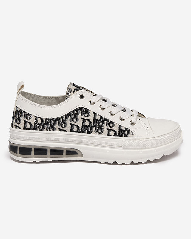 OUTLET Női fehér mintás tornacipő Neriwas platformon - Lábbeli