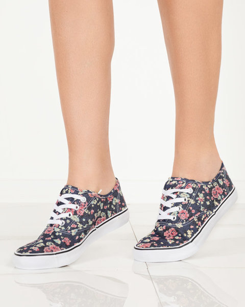 OUTLET Női sötétkék tornacipő virággal Sertoli - Lábbeli