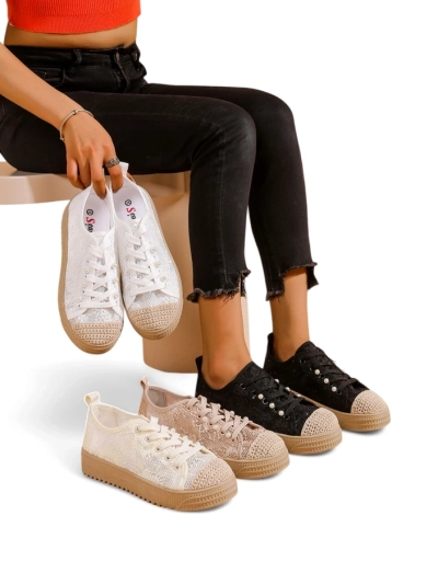 Royalfashion Női csipke sneaker flitterekkel Nille