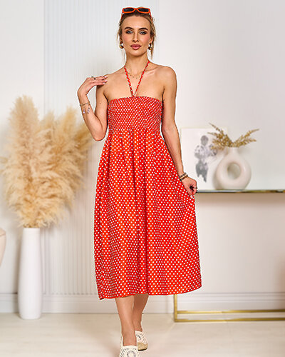 Royalfashion Női térdig érő pöttyös ruha