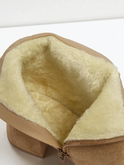 Arshinea női öko-velúr vastag sarkú bokacsizma