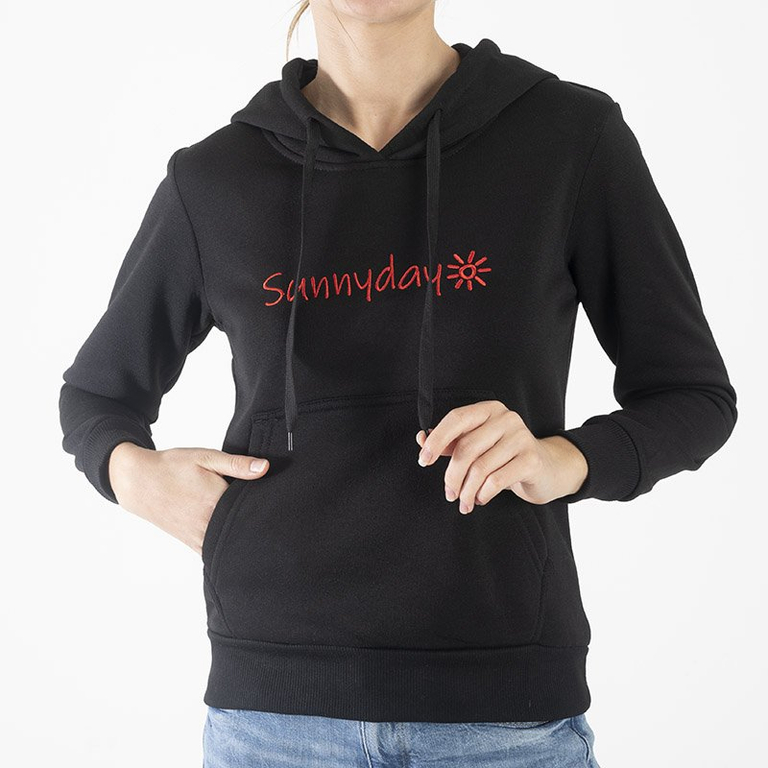 Női meleg fekete pulóver felirattal - Ruházat