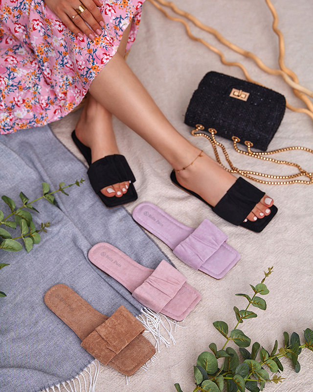 OUTLET Violet női öko-velúr lapos papucs Nesico - Cipők