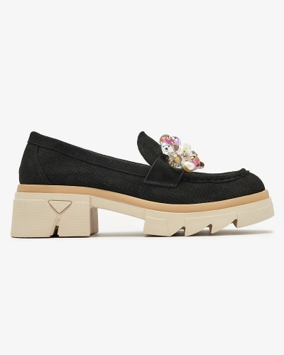 Női fekete áttört mokaszin Peloga- Footwear