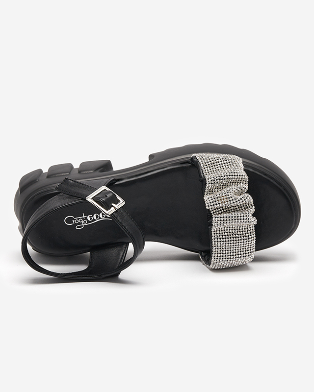 OUTLET Fekete női szandál cirkóniákkal Pokio- Footwear