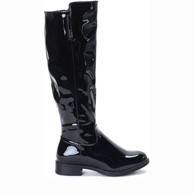 Czarne kozaki lakierowane Wild Thoughts - Obuwie