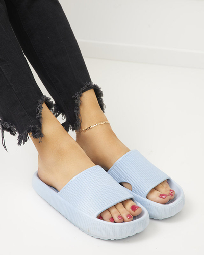 Kék színű gumipapucs Olinda dombornyomással - Lábbeli