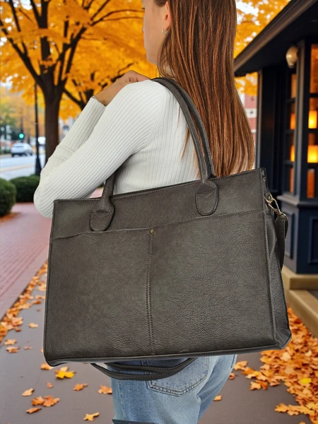 Etruria Classica Elegante szürke bőr női táska 41x31x14 cm