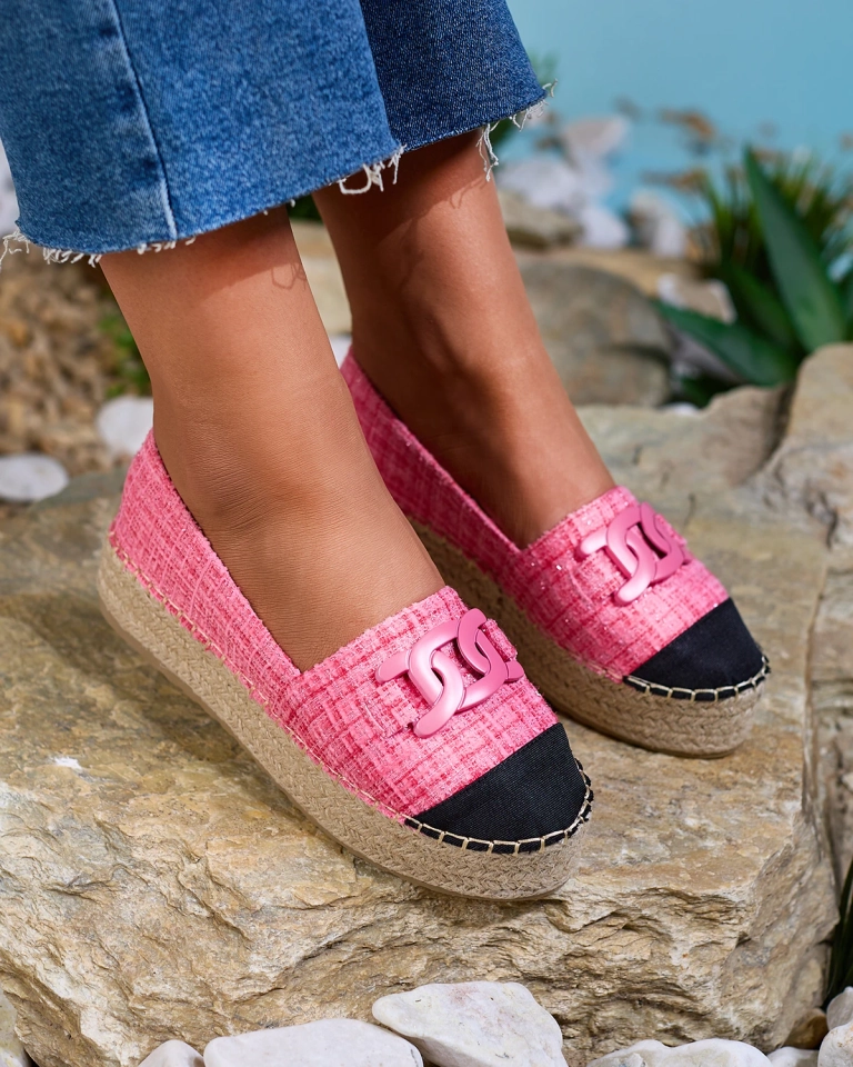 Royalfashion Női kockás espadrilles rózsaszínben Dempik