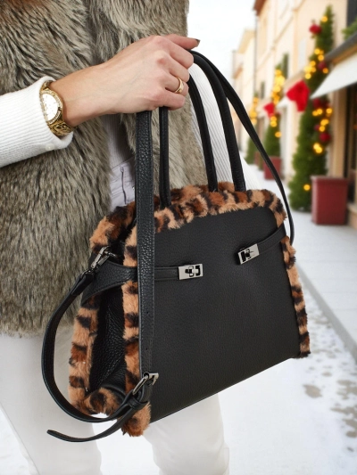 Kis női táska öko bőrből, leopárdmintával, Panthory