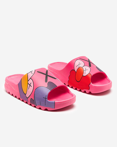 OUTLET Fukszia női gumipapucs Pfizz-Footwear nyomattal