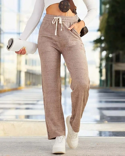 Royalfashion Női széles bordázott nadrág PLUS SIZE