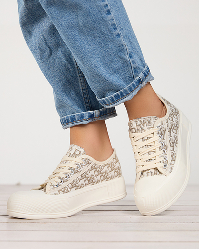 OUTLET Mintás női platform tornacipő bézs Berika színben - Lábbeli