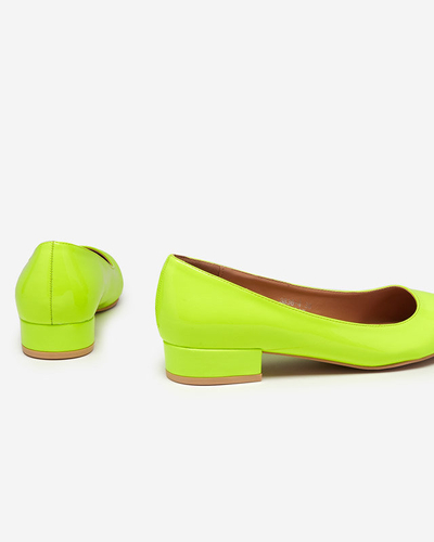 Neonsárga, lakkozott lapos sarkú pumpák Oki- Footwear