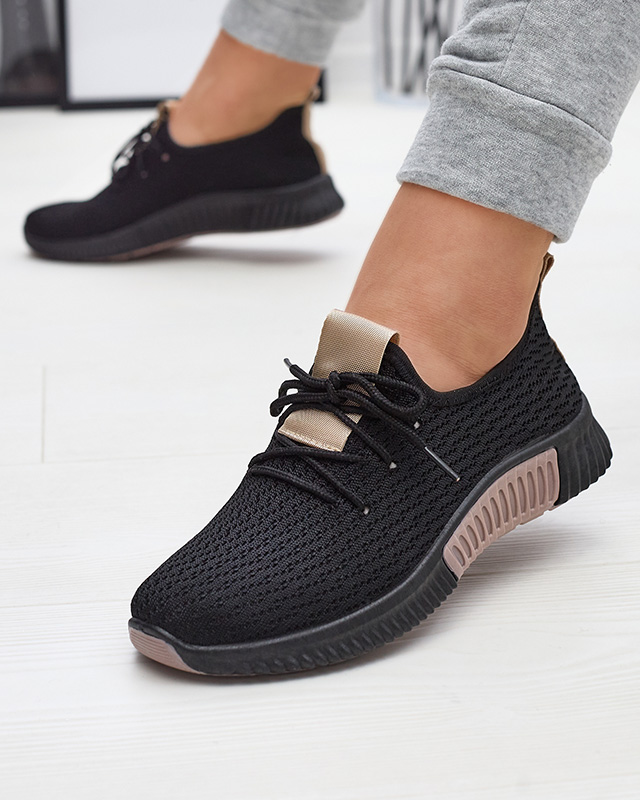 Fekete női sportcipő barna betéttel Keteti - Lábbeli