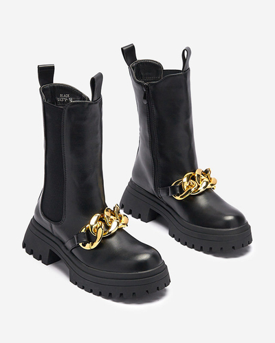 Női csizma lánccal, fekete színben Evves- Footwear