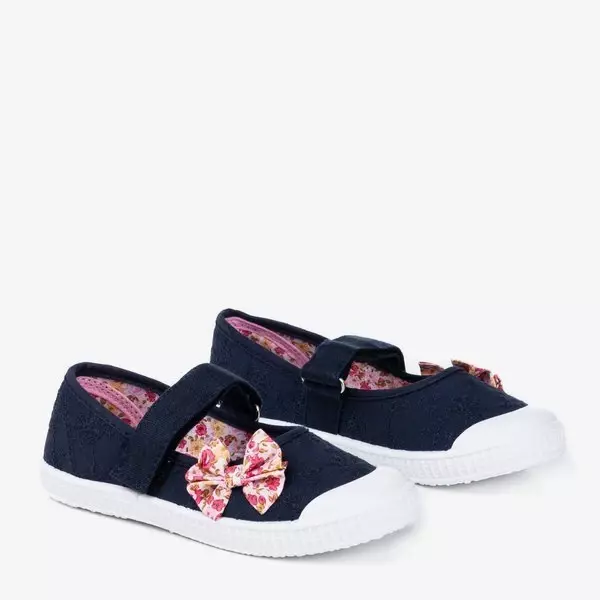 OUTLET Sötétkék gyerek tornacipő Gloriane masnival - Lábbeli