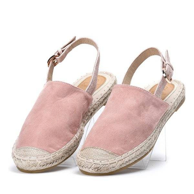 Różowe espadryle z eko - zamszu z odkrytą piętą Daisy - Obuwie