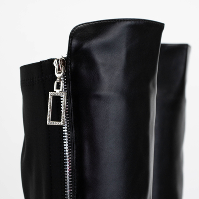 Női fekete térdnadrág csizma öko bőrből Bocc- Footwear