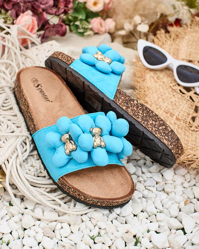 Royalfashion Női flip-flop arany mackókkal és virágokkal Isaralle