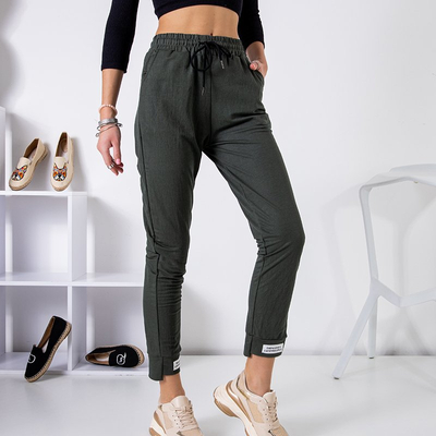 Sötétzöld női pamut tréningnadrág PLUSZ MÉRET - Ruházat