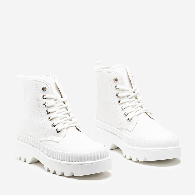 Női fehér bokacsizma Roulle - Cipők