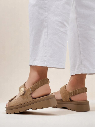 Royalfashion Callisto női barna ökológiai bőr platform szandál