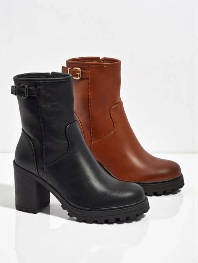 Sylvarra női öko bőr bokacsizma vastag sarokkal