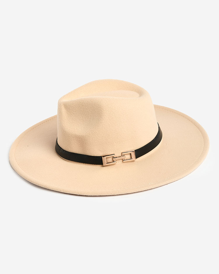 Royalfashion Bézs színű, női fedora kalap
