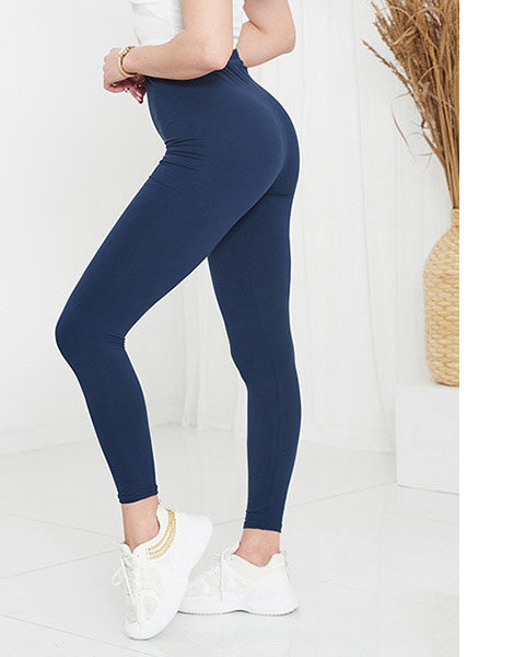 Tengerészkék női bambusz leggings PLUS SIZE - Ruházat