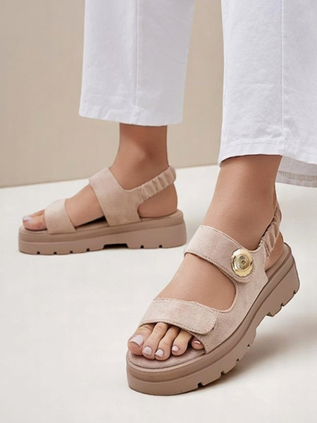 Royalfashion Callista bézs női platform szandál velúrból